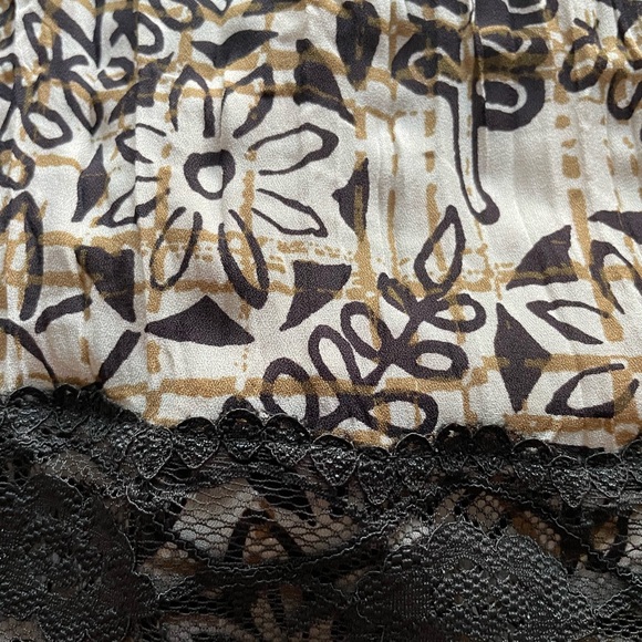 Vintage 90s Brown Green Crinkle Pull On Slip Skirt 12 Goblincore Forest Fairy - Picture 2 of 6